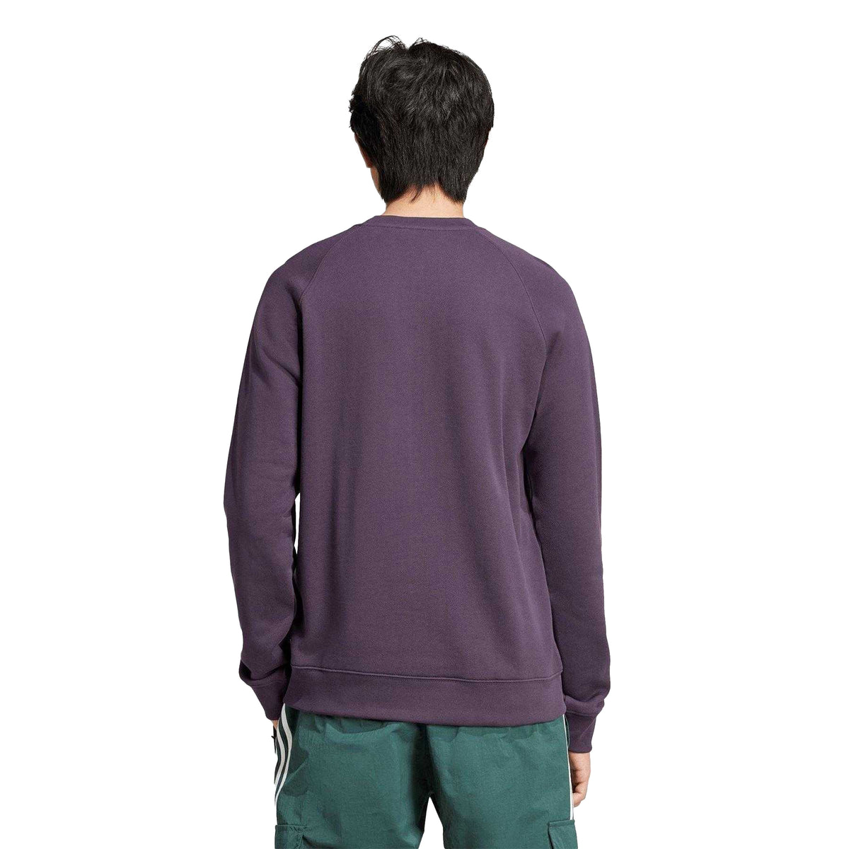 Aurora Black - Back - Adidas Mens Trefoil Ribbed Crew Neck Sweatshirt