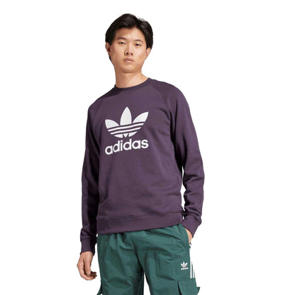 Aurora Black - Side - Adidas Mens Trefoil Ribbed Crew Neck Sweatshirt