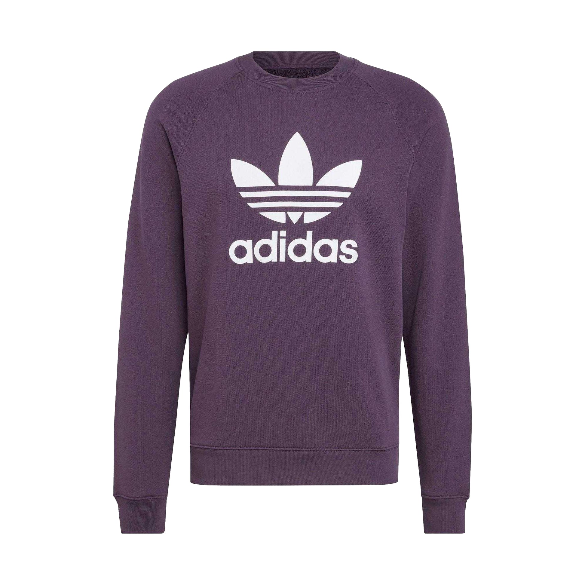 Aurora Black - Front - Adidas Mens Trefoil Ribbed Crew Neck Sweatshirt