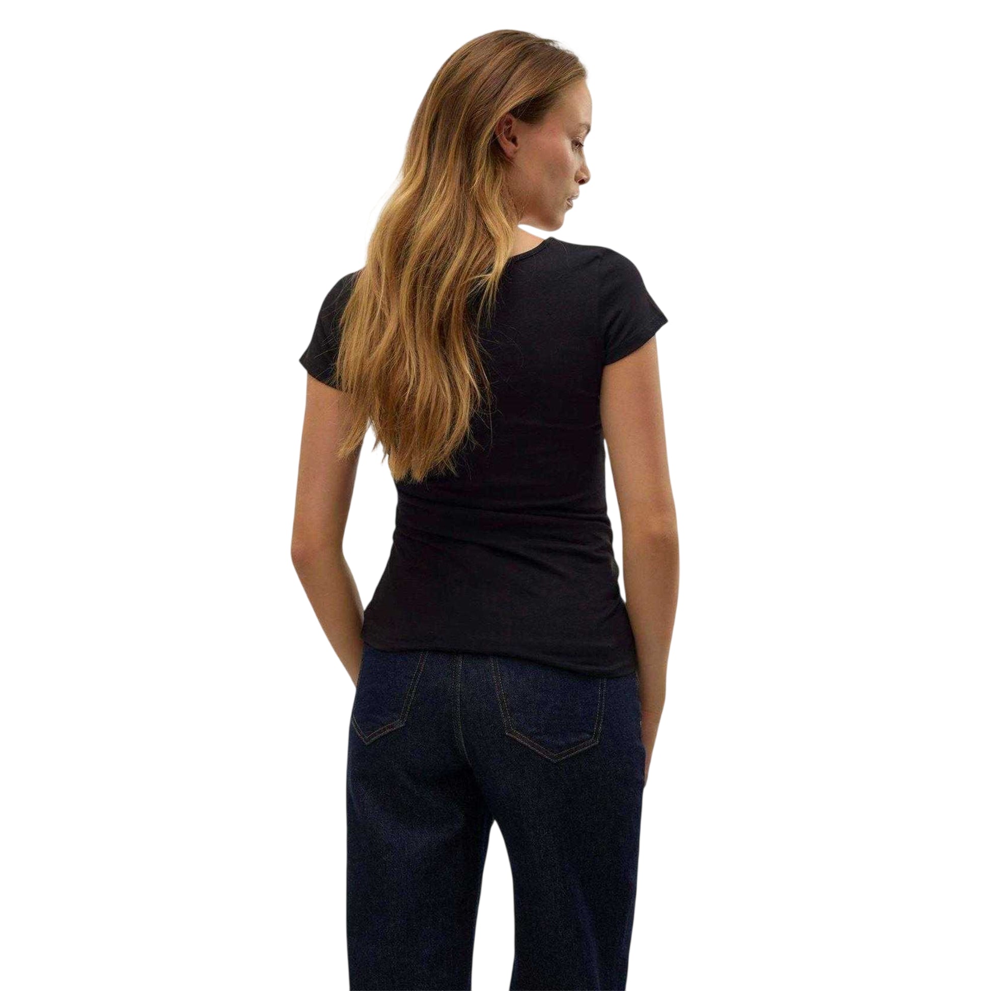 Black - Back - Vero Moda Womens-Ladies Plain Scoop Neck Regular T-Shirt