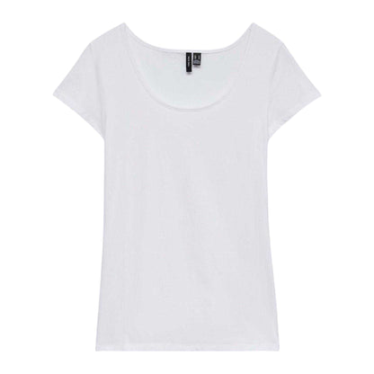 Bright White - Front - Vero Moda Womens-Ladies Plain Scoop Neck Regular T-Shirt