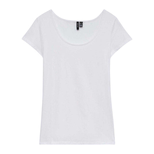 Bright White - Front - Vero Moda Womens-Ladies Plain Scoop Neck Regular T-Shirt