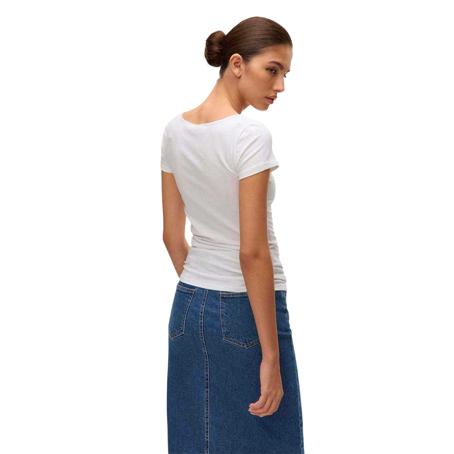 Bright White - Back - Vero Moda Womens-Ladies Plain Scoop Neck Regular T-Shirt