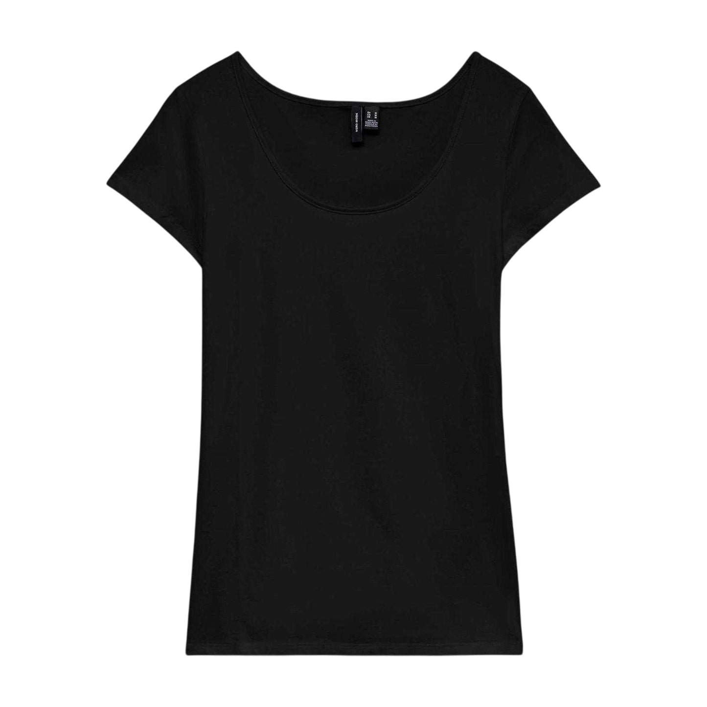 Black - Front - Vero Moda Womens-Ladies Plain Scoop Neck Regular T-Shirt