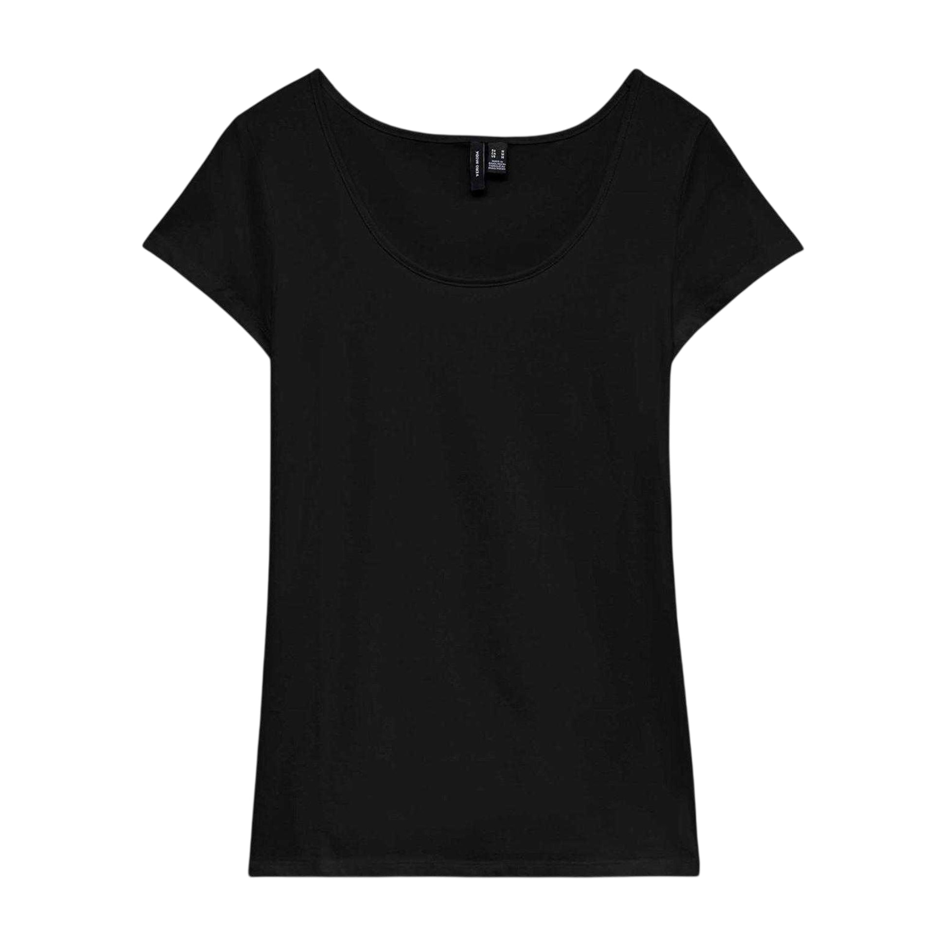 Black - Front - Vero Moda Womens-Ladies Plain Scoop Neck Regular T-Shirt