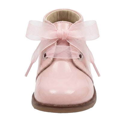 Pink - Back - Andanines Girls Patent Leather Ankle Boots