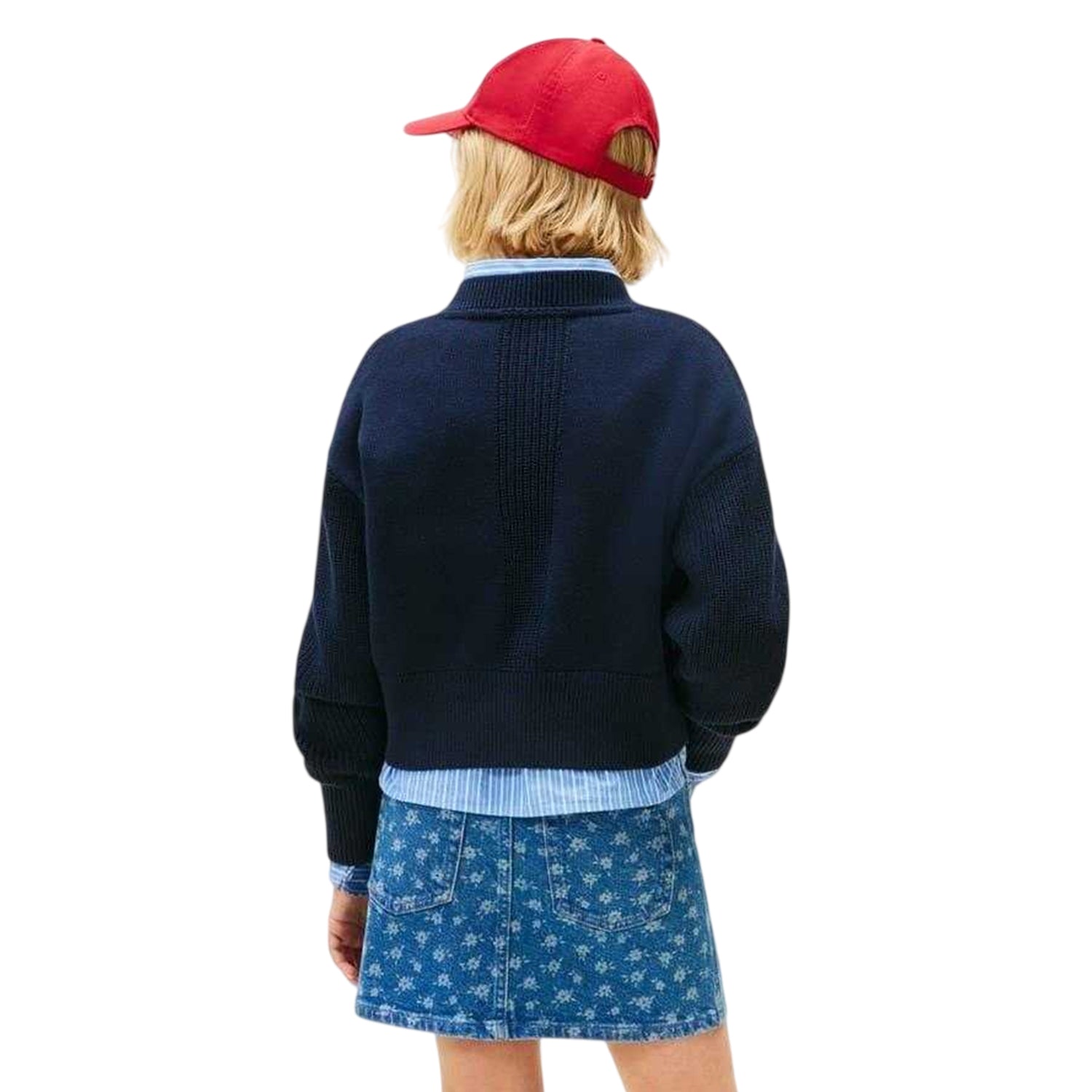 Night Navy - Back - Tommy Hilfiger Girls Embroidered Knitted Sweater Top