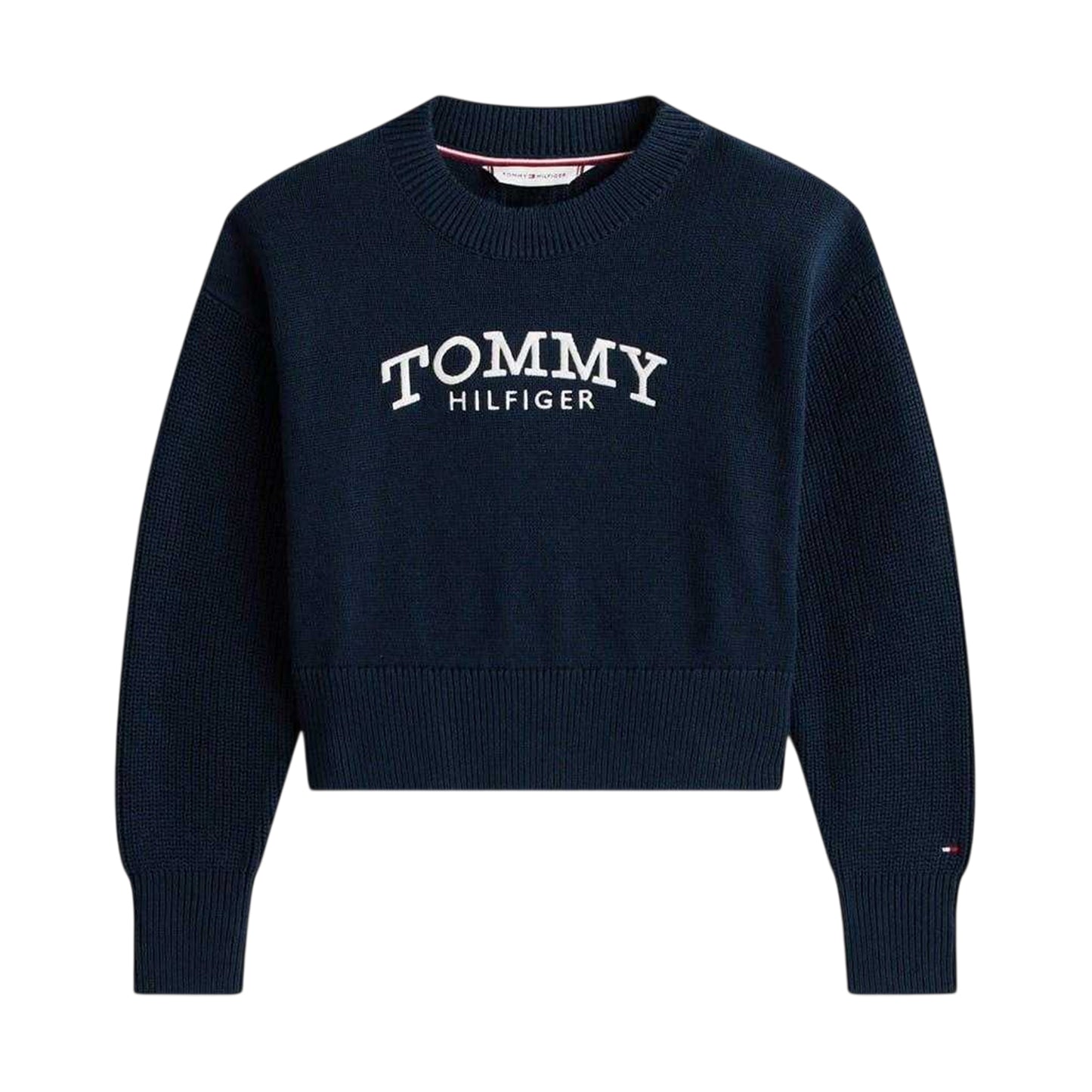Night Navy - Front - Tommy Hilfiger Girls Embroidered Knitted Sweater Top