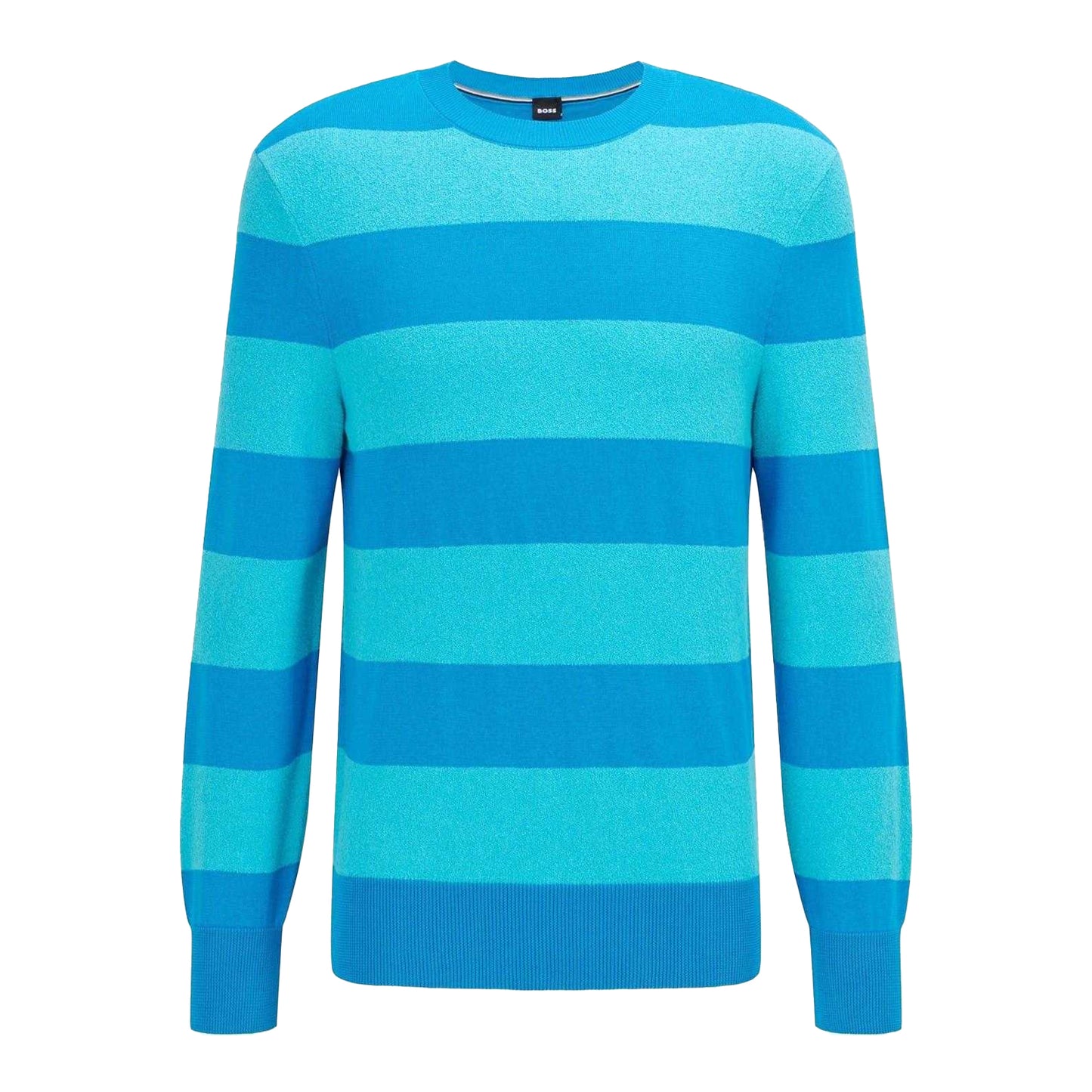 Bright Blue - Front - Boss Mens Eromeo Horizontal Stripe Regular Jumper
