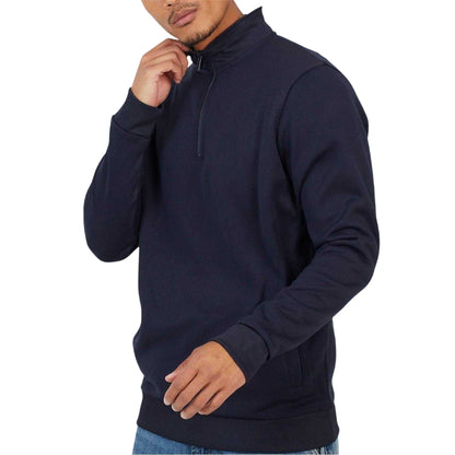 Navy - Side - Brave Soul Mens Funnel Neck Sweatshirt