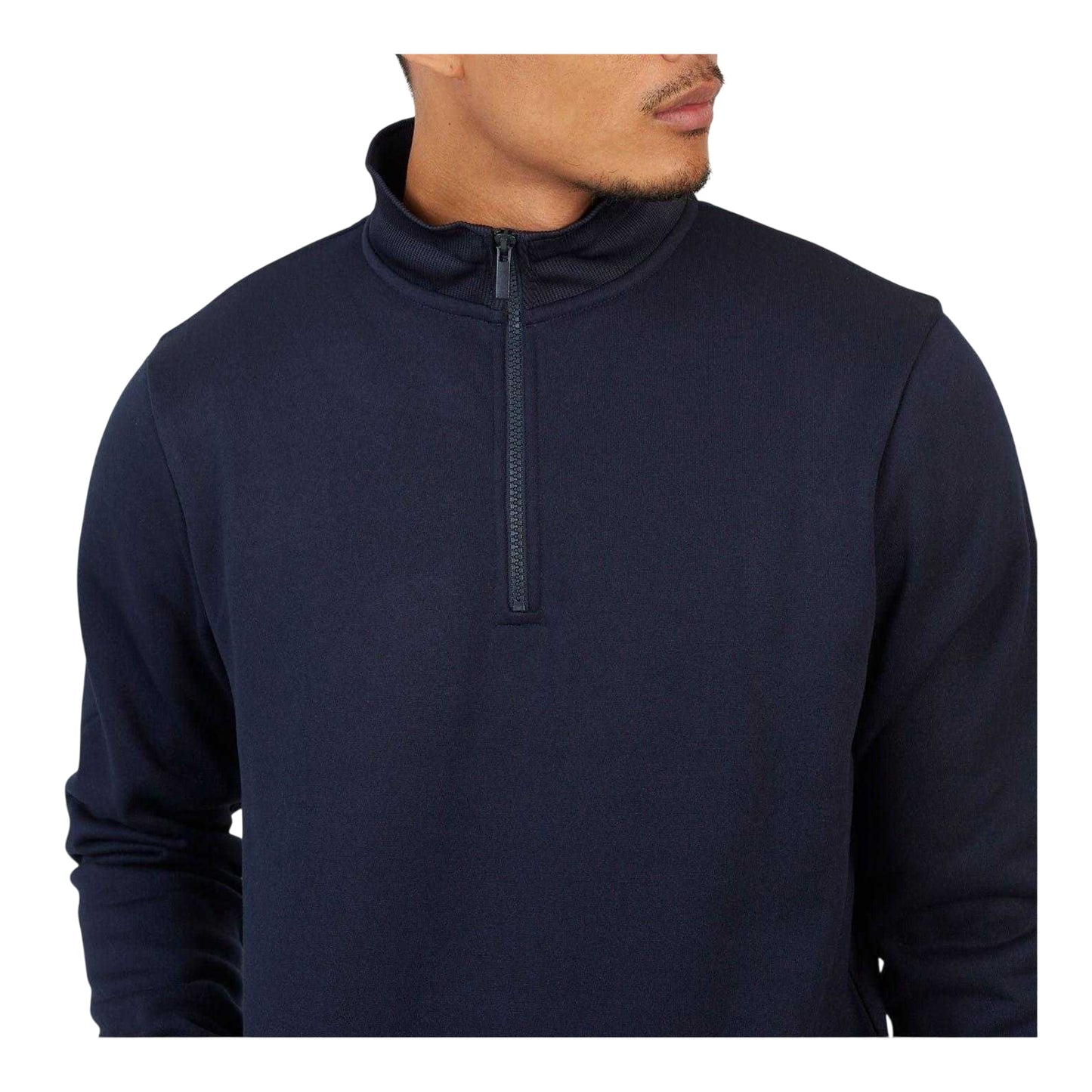 Navy - Lifestyle - Brave Soul Mens Funnel Neck Sweatshirt