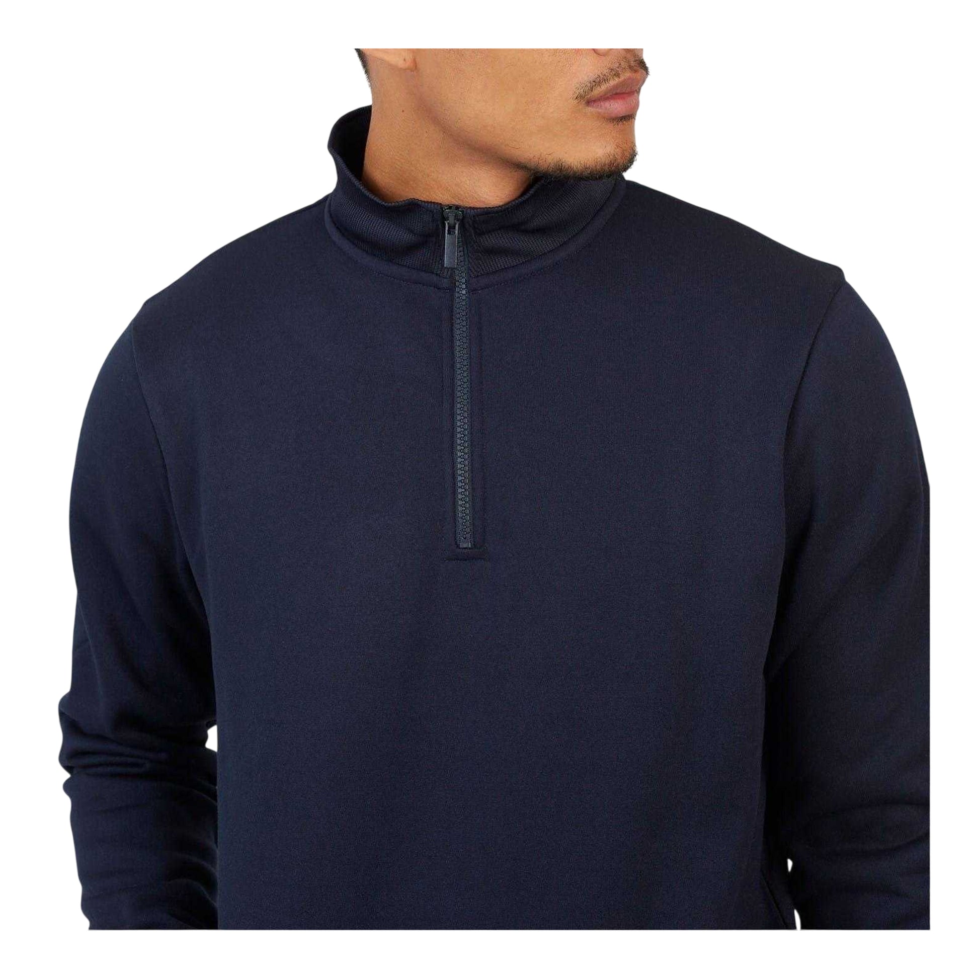 Navy - Lifestyle - Brave Soul Mens Funnel Neck Sweatshirt