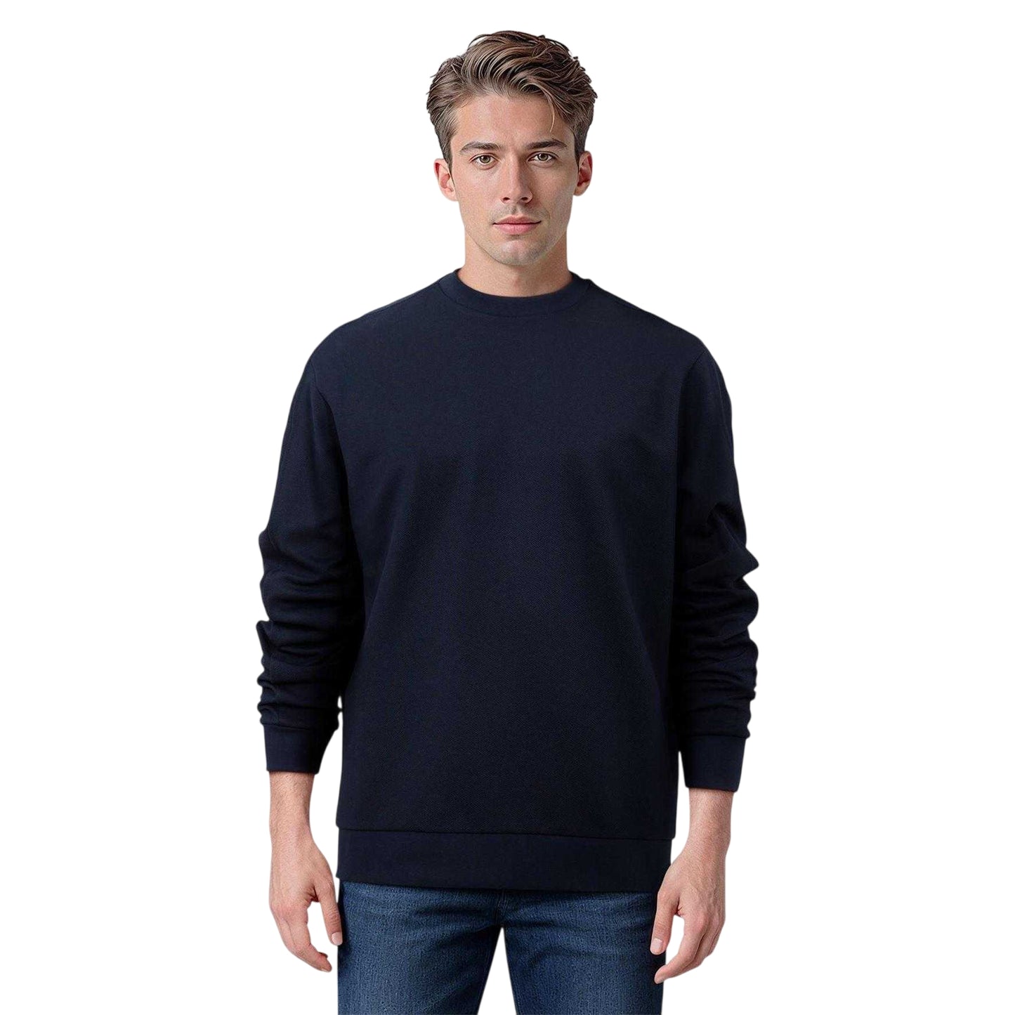 Navy - Side - Lyle & Scott Mens Twill Crew Neck Sweatshirt