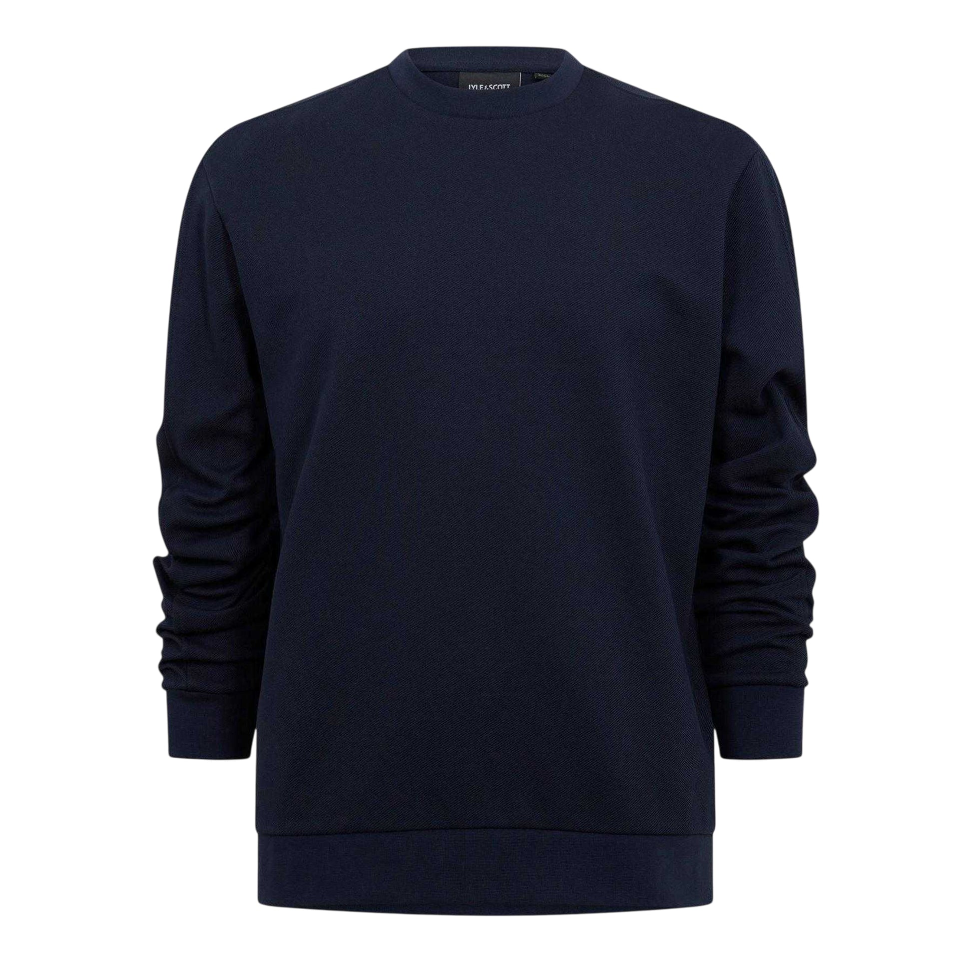 Navy - Front - Lyle & Scott Mens Twill Crew Neck Sweatshirt