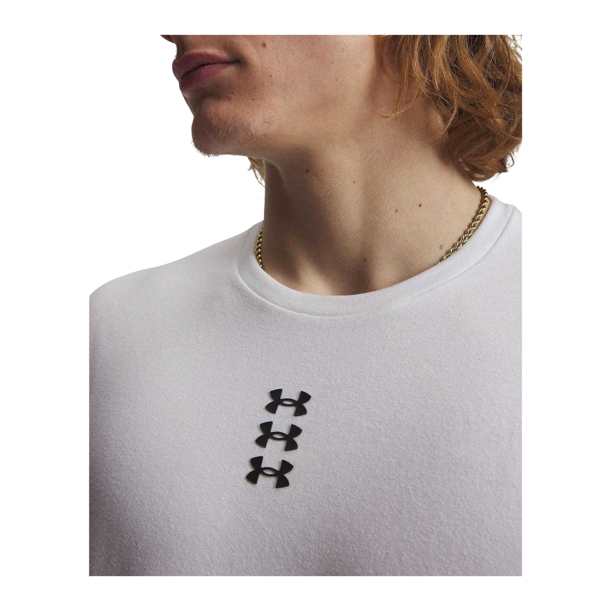 White - Side - Under Armour Mens Stacked Logo Loose Fit T-Shirt