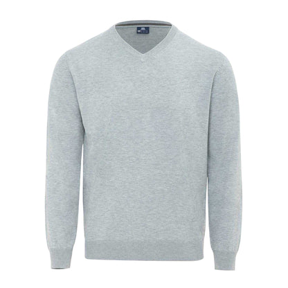 Grey Marl - Front - Giorgio Mens Polyester V Neck Jumper