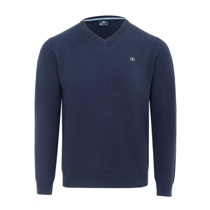 Navy - Front - Giorgio Mens Polyester V Neck Jumper