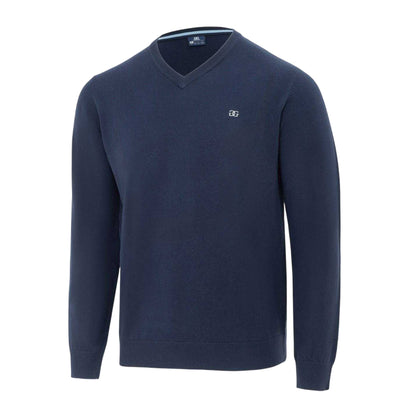 Navy - Side - Giorgio Mens Polyester V Neck Jumper