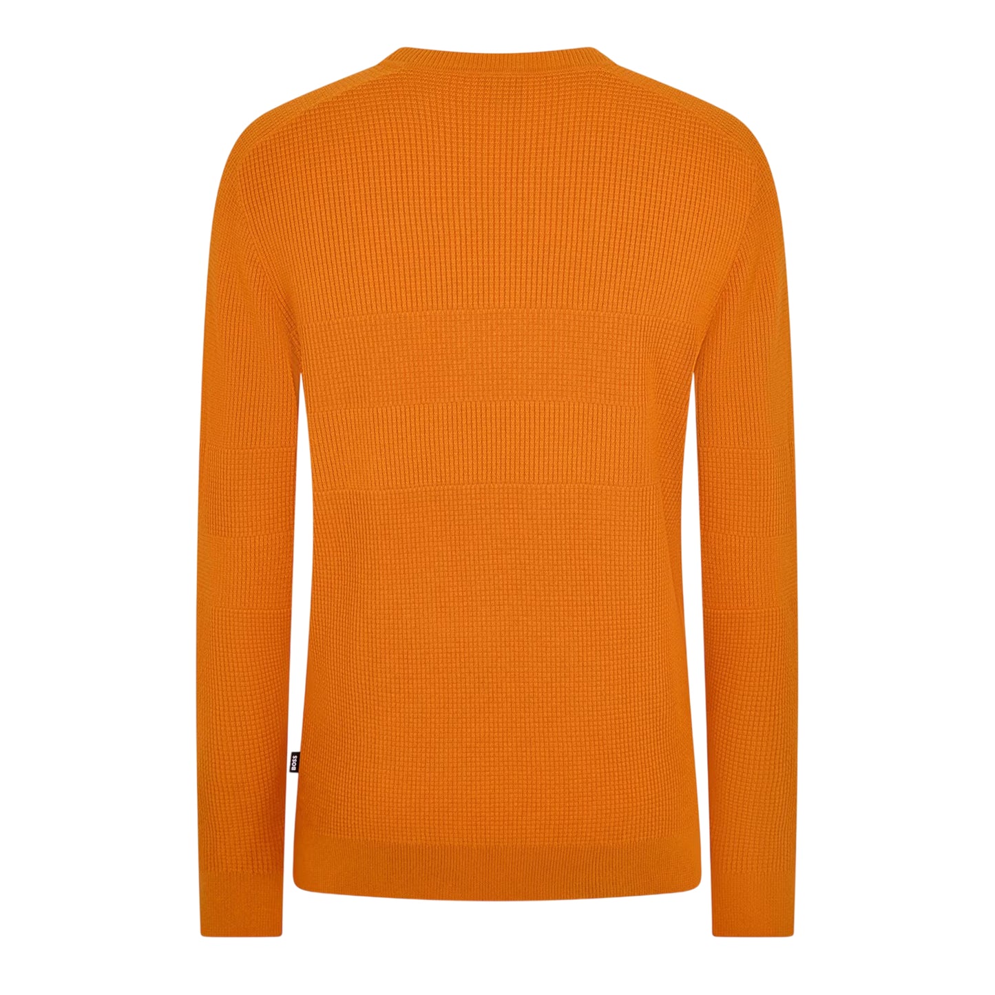 Orange - Back - Boss Mens Ribbed Crew Neck Sweater Top