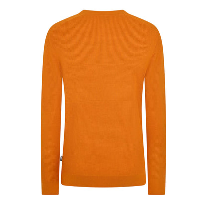 Orange - Back - Boss Mens Ribbed Crew Neck Sweater Top