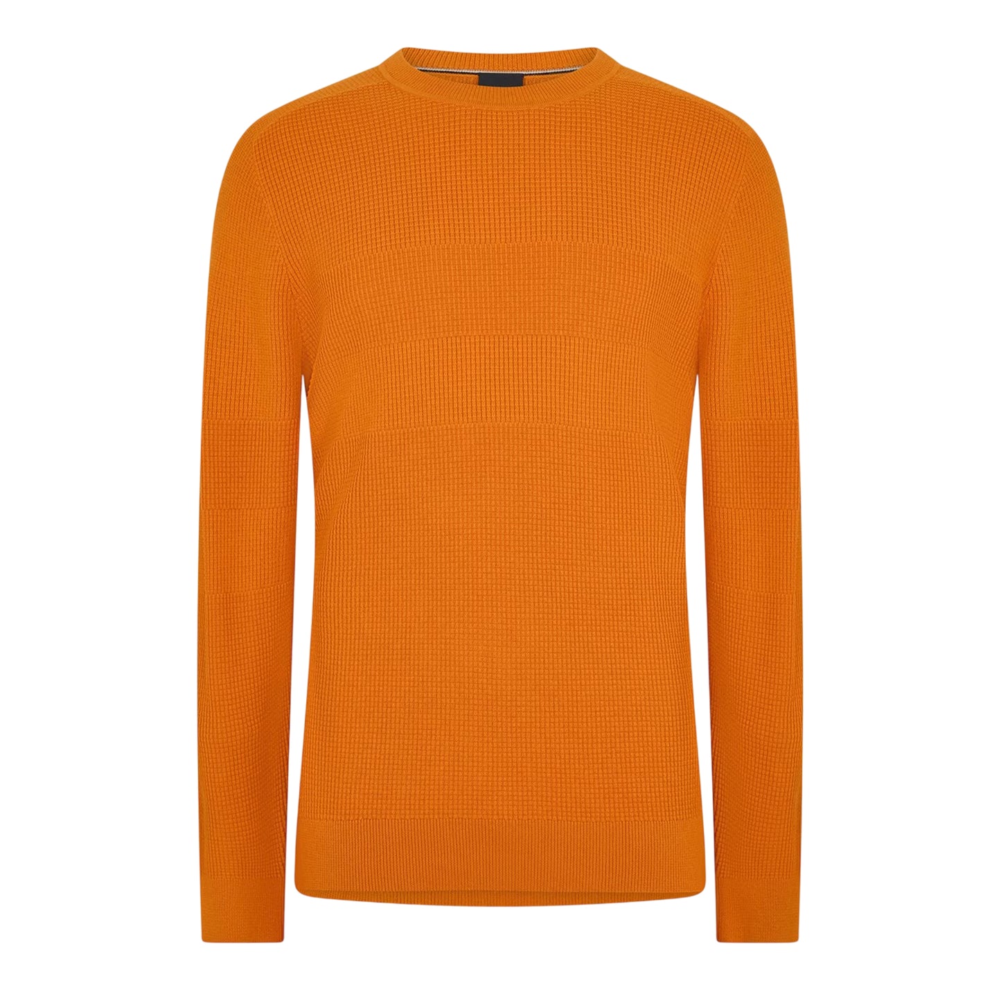 Orange - Front - Boss Mens Ribbed Crew Neck Sweater Top
