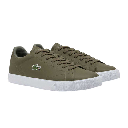 Khaki Green - Side - Lacoste Mens Lerond Set Embroidered Logo Trainers