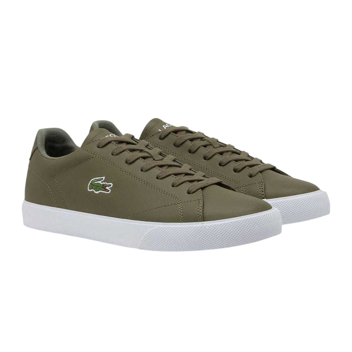 Khaki Green - Side - Lacoste Mens Lerond Set Embroidered Logo Trainers