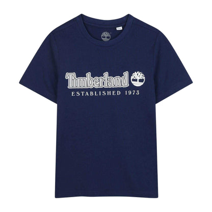 Navy - Front - Timberland Childrens-Kids Established 1973 Logo T-Shirt