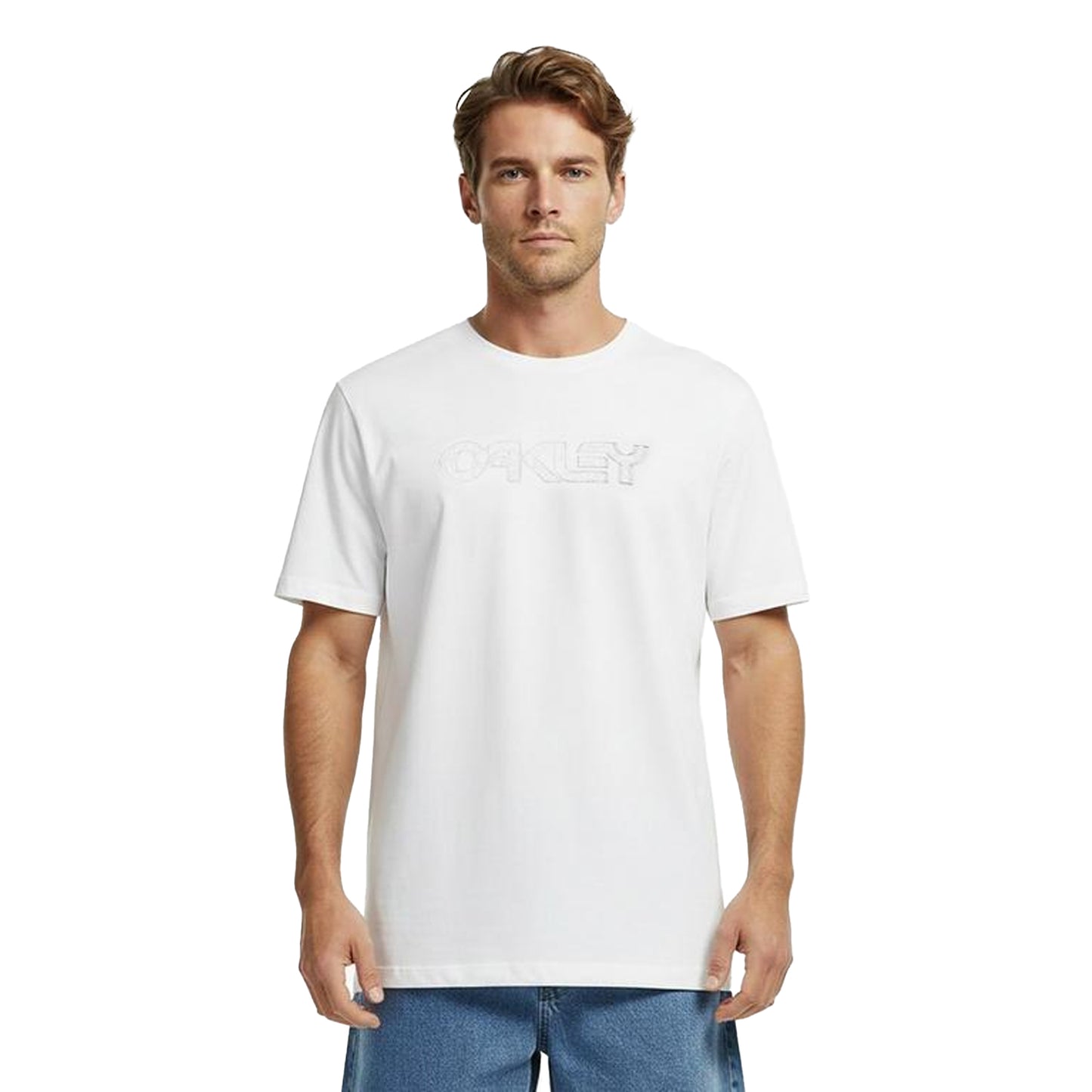 White - Side - Oakley Mens Wire B1B Logo Regular T-Shirt
