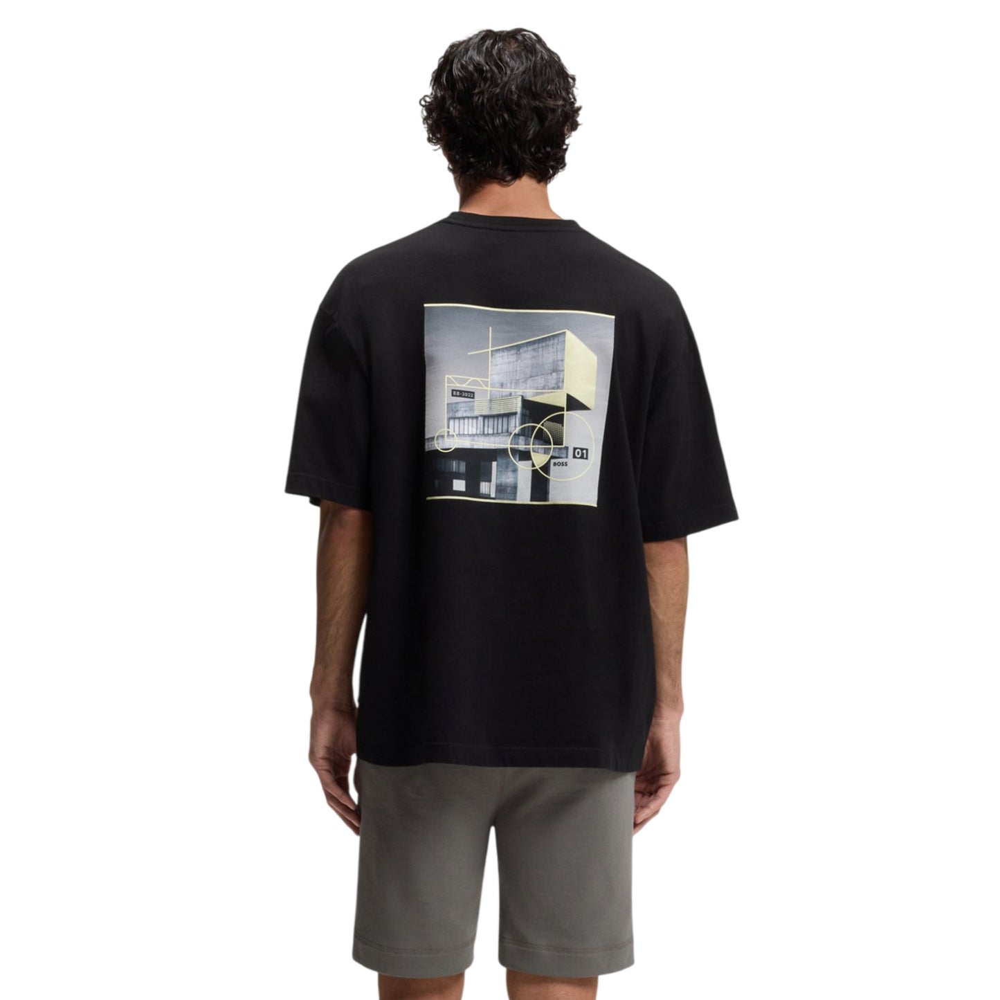 Black - Back - Boss Mens Brutalism Back Print T-Shirt