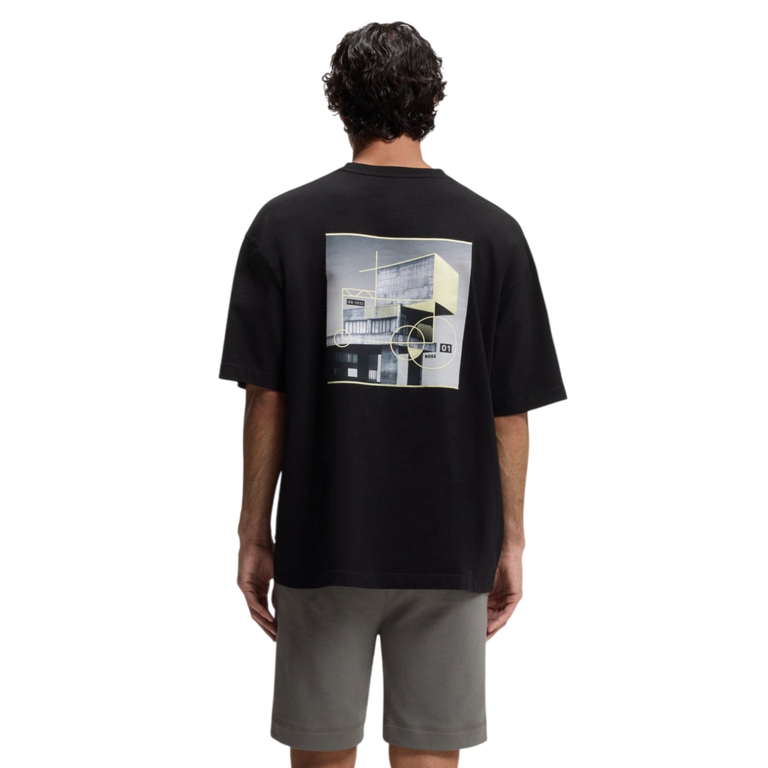 Black - Back - Boss Mens Brutalism Back Print T-Shirt