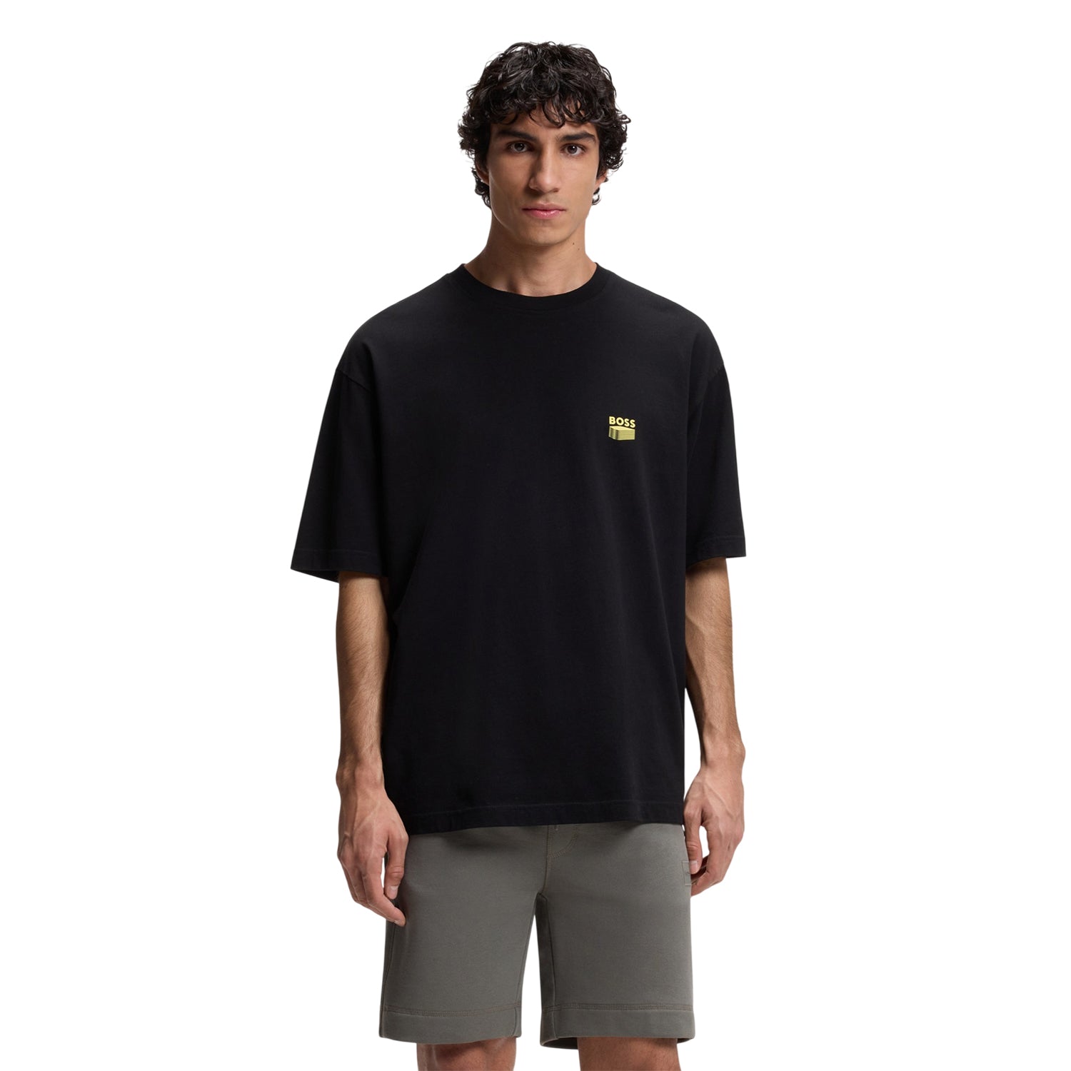 Black - Side - Boss Mens Brutalism Back Print T-Shirt
