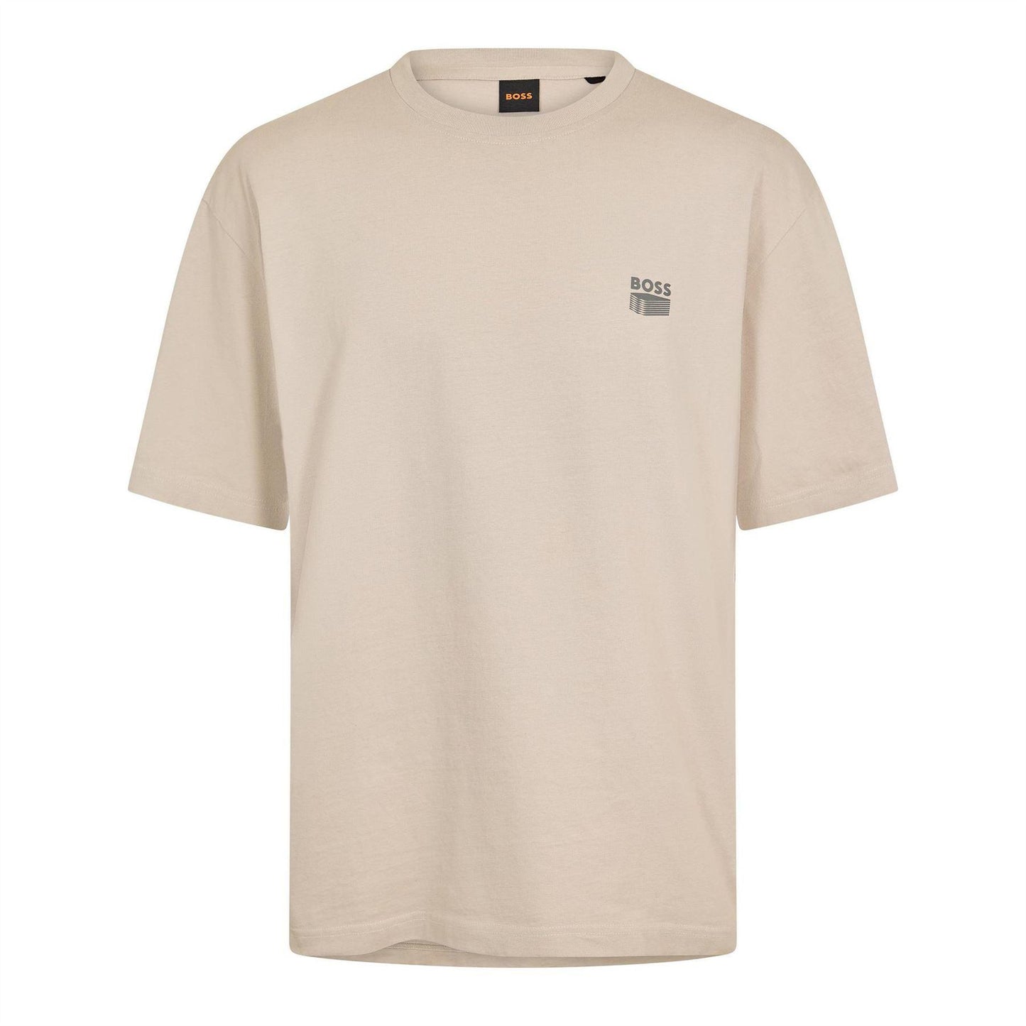 Light Grey - Front - Boss Mens Brutalism Back Print T-Shirt