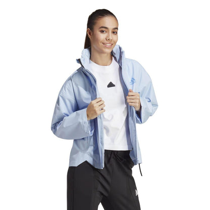 Blue - Lifestyle - Adidas Womens-Ladies Terrex Traveer Rain Rdy Waterproof Jacket