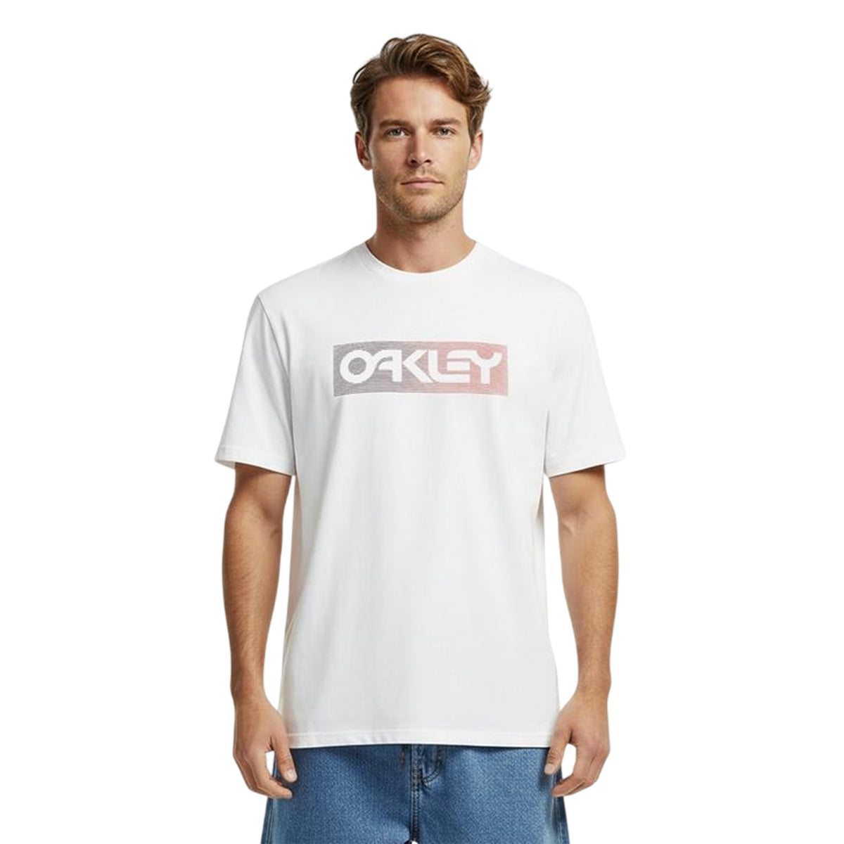 White - Side - Oakley Mens Dual Logo Soft Touch Regular T-Shirt