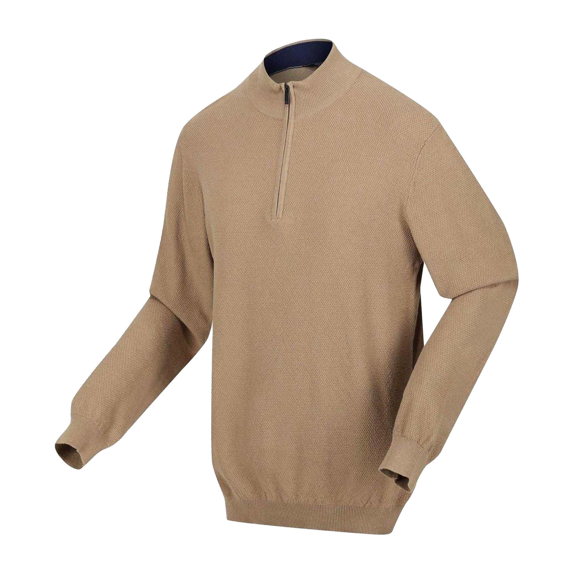 Gold Sand - Side - Regatta Mens Keaton Zip Neck Long-Sleeved Sweater Top