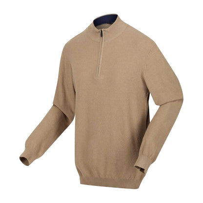 Gold Sand - Side - Regatta Mens Keaton Zip Neck Long-Sleeved Sweater Top