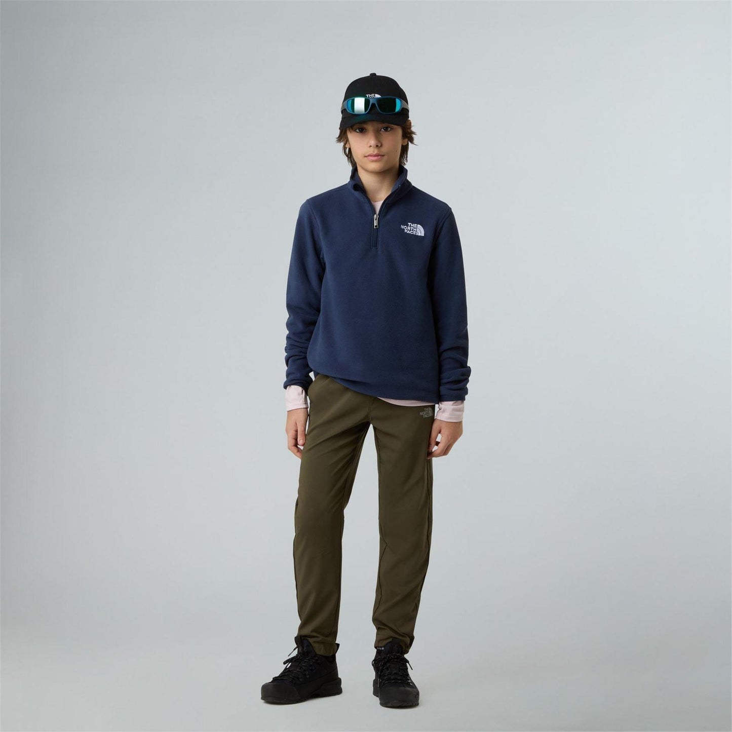Navy - Pack Shot - The North Face Childrens-Kids Logo Fleece Top