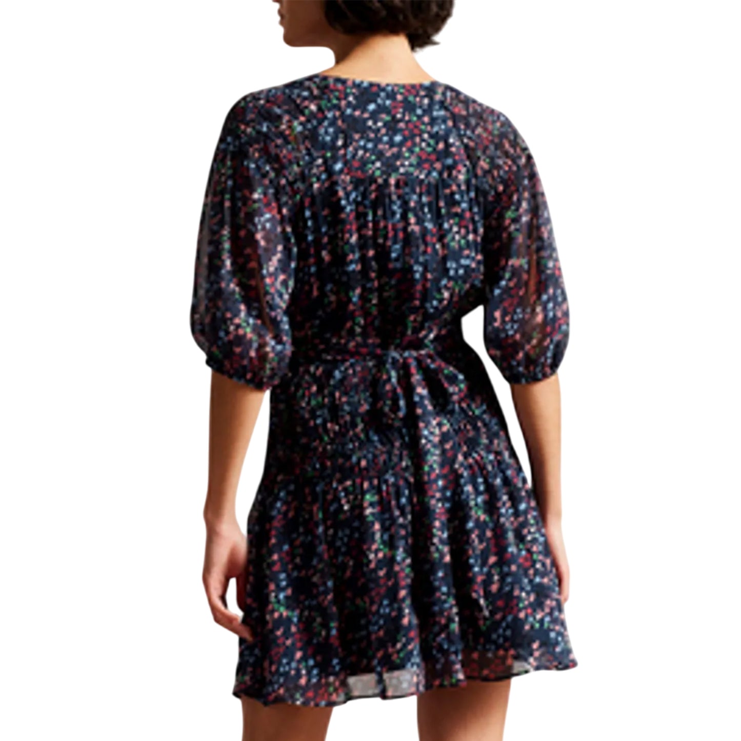 Navy - Back - Ted Baker Womens-Ladies Casadee Mini Smock Panel Wrap Dress
