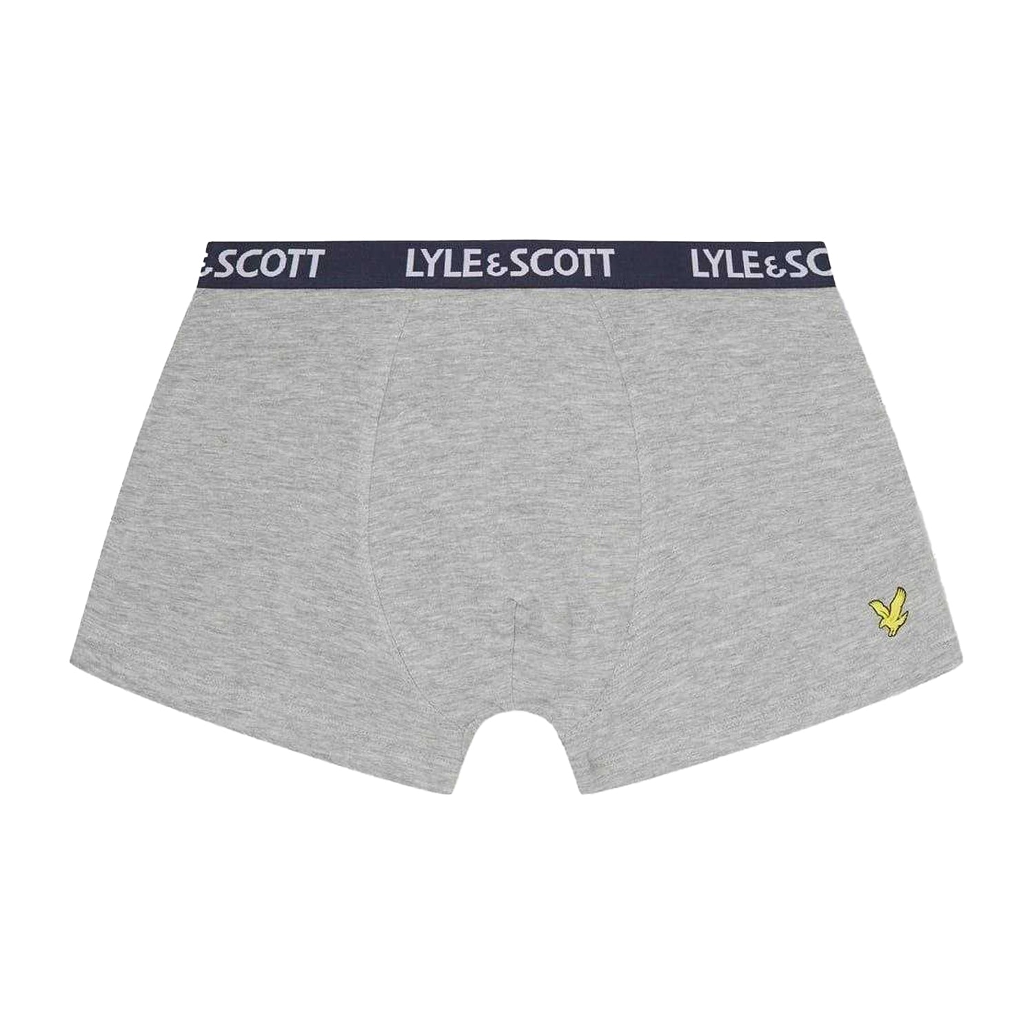 Navy-Grey-White - Back - Lyle & Scott Boys Cotton Blend Boxer Shorts