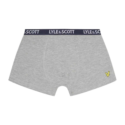 Navy-Grey-White - Back - Lyle & Scott Boys Cotton Blend Boxer Shorts