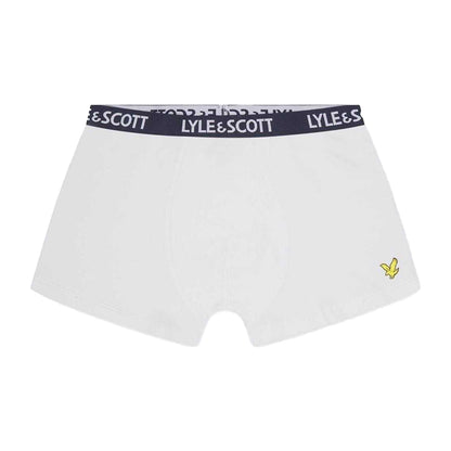 Navy-Grey-White - Side - Lyle & Scott Boys Cotton Blend Boxer Shorts