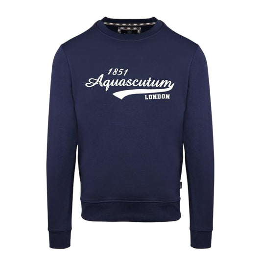 Navy - Front - Aquascutum Mens Lettering Crew Neck Sweatshirt