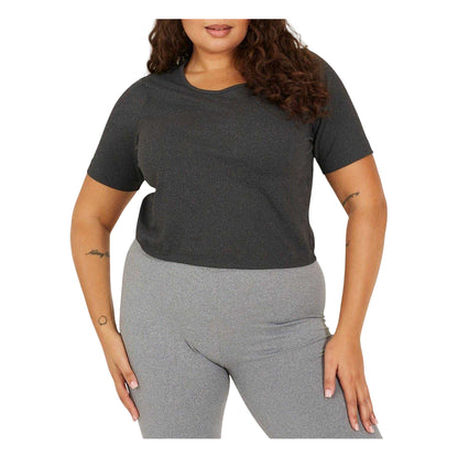 Charcoal - Front - Brave Soul Womens-Ladies Plain Plus Crop T-Shirt