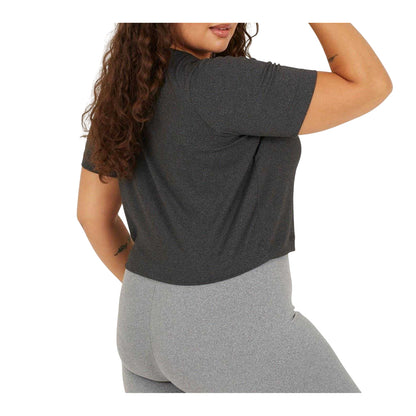 Charcoal - Back - Brave Soul Womens-Ladies Plain Plus Crop T-Shirt