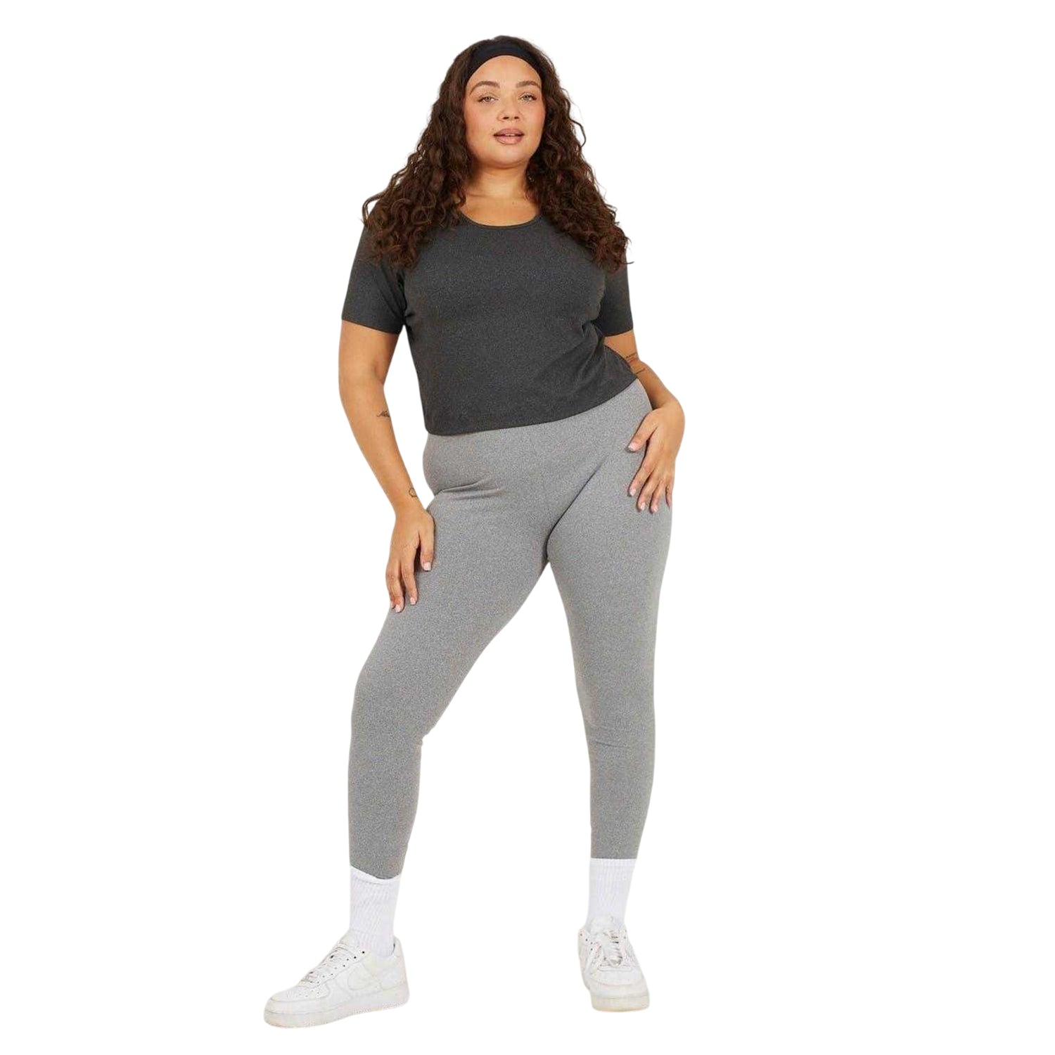 Charcoal - Side - Brave Soul Womens-Ladies Plain Plus Crop T-Shirt