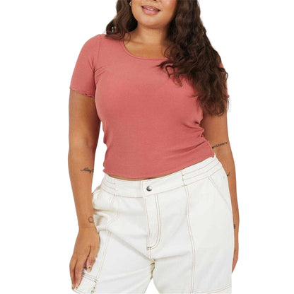 Clay - Front - Brave Soul Womens-Ladies Scoop Neck Plus Slim T-Shirt