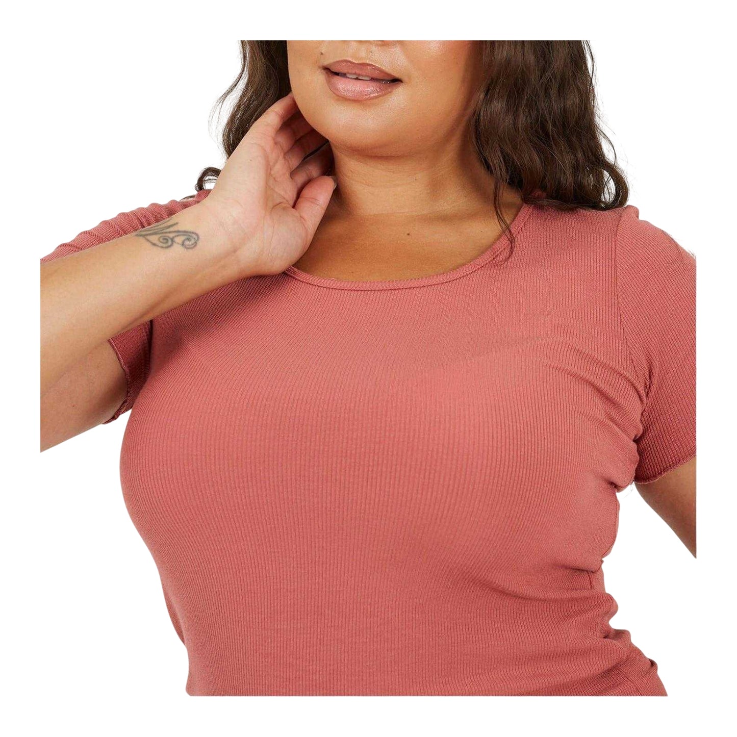 Clay - Side - Brave Soul Womens-Ladies Scoop Neck Plus Slim T-Shirt