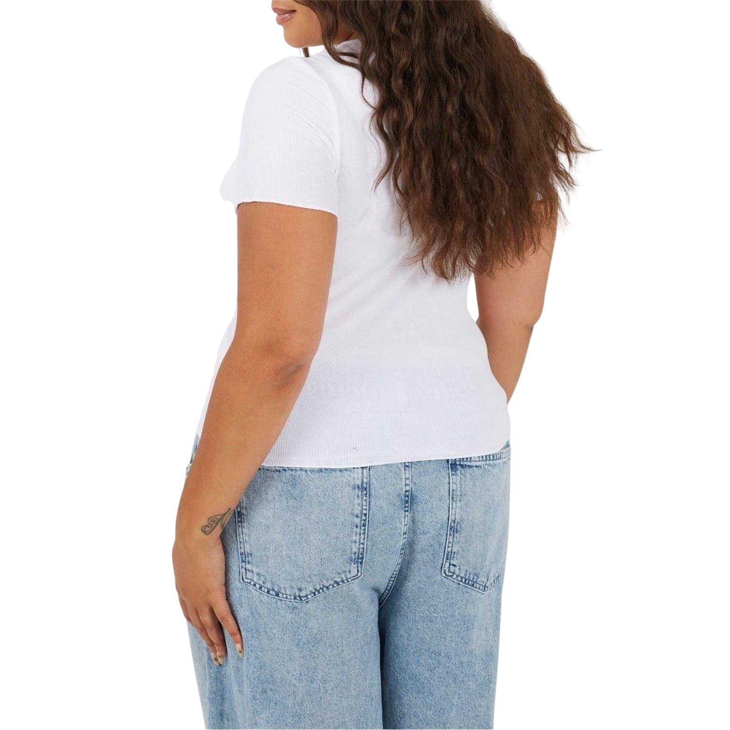 White - Back - Brave Soul Womens-Ladies Scoop Neck Plus Slim T-Shirt
