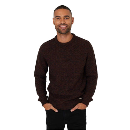 Black-Brown - Front - Threadbare Mens Oldcastle Ribbed Crew Neck Long-Sleeved Sweater Top